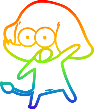 Gökkuşağı gradyan çizgisi bir insan tarafından çizilmiş şirin bir fil çizimi