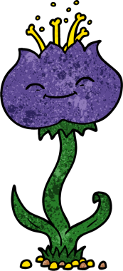 Bir insan tarafından çizilmiş sevimli karikatür çiçeği.