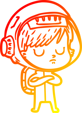 Bir insan tarafından çizilmiş bir astronot kadın çizgi çizimi.