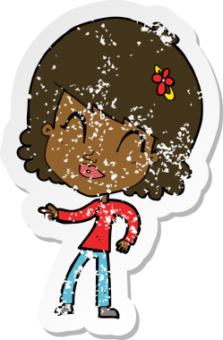 Bir insan tarafından çizilmiş mutlu bir karikatürün gerilimli çıkartması.