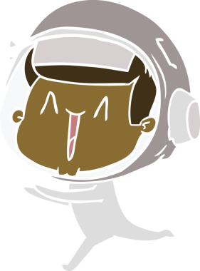 Bir insan tarafından çizilen mutlu düz renkli çizgi film astronotu