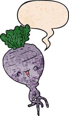 bir insan tarafından çizilmiş eski moda konuşma baloncuklu karikatür şalgamı.