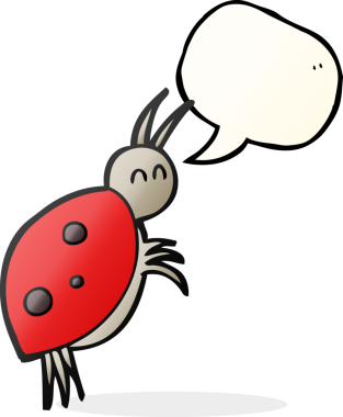 Bir insan tarafından çizilmiş serbest konuşma balonu karikatürü uğurböceği