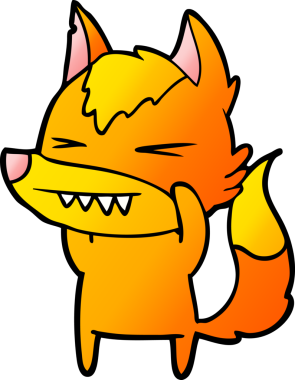 Bir insan tarafından çizilmiş tilki çizgi film karakteri