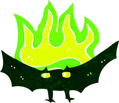 Bir insan tarafından çizilmiş ürkütücü vampir yarasa çizgi filmi.