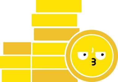 Bir insan tarafından çizilmiş paraların düz renkli retro karikatürü