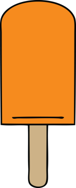 Bir insan tarafından çizilmiş garip bir çizgi film turuncu buz şekeri.