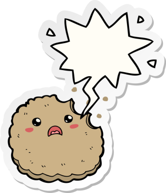 Bir insan tarafından çizilmiş konuşma balonu çıkartmalı çizgi film bisküvisi.