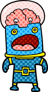 Bir insan tarafından çizilmiş çizgi film robotu