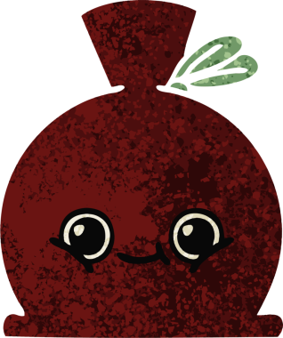 Bir insan tarafından çizilmiş bir çuvalın retro illüstrasyon tarzı karikatürü