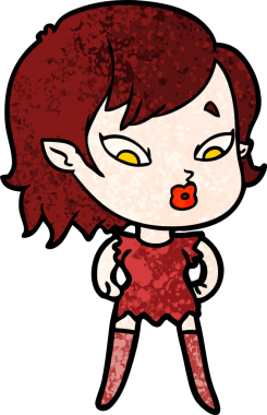 Bir insan tarafından çizilmiş şirin vampir kız çizgi filmi.