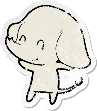 Bir insan tarafından çizilmiş şirin bir filin sıkıntılı çıkartması