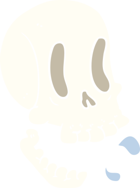 Bir insan tarafından çizilmiş komik karikatür kafatası.