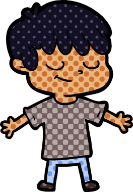 Bir insan tarafından çizilmiş mutlu çocuk çizgi filmi.