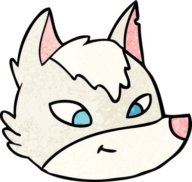 Bir insan tarafından çizilmiş bir kurt yüzü.