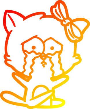 Bir insan tarafından çizilmiş çizgi film kedisinin sıcak çizgi çizimi