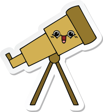 Bir insan tarafından çizilmiş sevimli bir teleskop çıkartması.