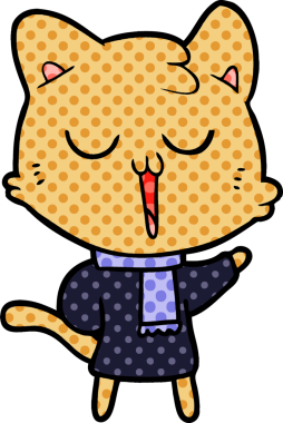 Bir insan tarafından çizilmiş çizgi film kedisi.