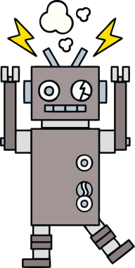 Bir insan tarafından çizilmiş arızalı bir robot çizimi.
