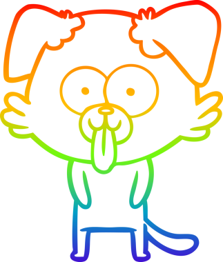 Bir insan tarafından çizilmiş dilli çizgi film köpeğinin çizimi.