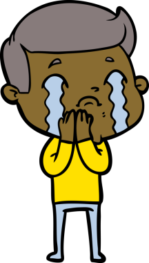 Bir insan tarafından çizilmiş ağlayan çizgi film adamı.