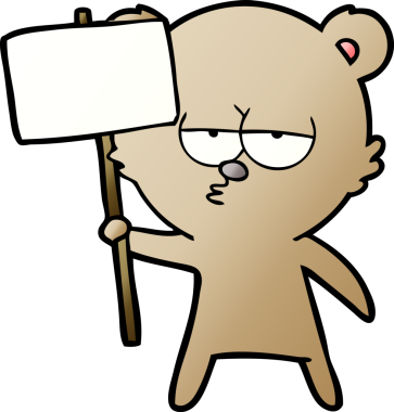 Bir insan tarafından çizilmiş protestolu çizgi film karakteri.