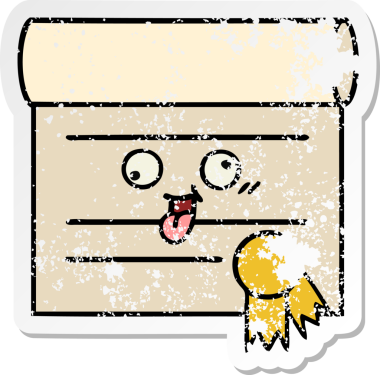 Bir insan tarafından çizilmiş şirin bir karikatür sertifikasının sıkıntılı etiketi