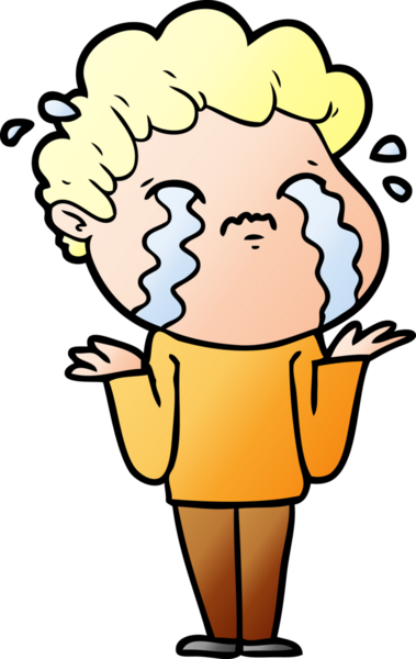 Bir insan tarafından çizilmiş ağlayan çizgi film adamı.