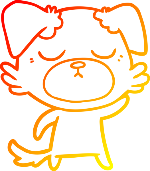 Bir insan tarafından çizilmiş sevimli bir köpeğin sıcak çizgi çizgisi.