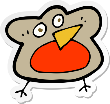 Bir insan tarafından çizilmiş komik bir çizgi robin çıkartması.