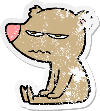 Bir insan tarafından çizilmiş kızgın bir ayı çizgi filminin sıkıntılı çıkartması.