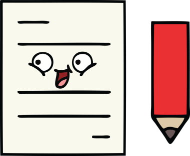 Bir insan tarafından çizilmiş bir test kağıdının sevimli karikatürü.