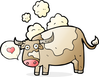 Bir insan tarafından çizilmiş aşk dolu bir inek.