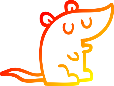 Bir insan tarafından çizilen çizgi film faresinin sıcak çizgi çizimi