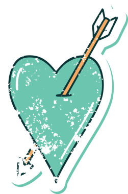 Bir insan tarafından çizilmiş ok ve kalbin sembolik depresif dövme görüntüsü