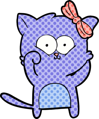 Bir insan tarafından çizilmiş çizgi film kedisi.