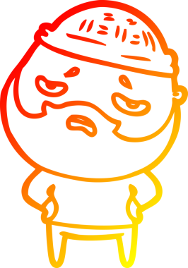 İnsan tarafından çizilmiş sakallı, endişeli bir çizgi film karakteri.