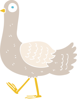 Bir insan tarafından çizilmiş güvercinin düz renk çizimi