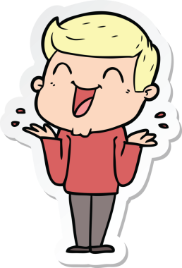 Bir insan tarafından çizilmiş bir karikatür adamın çıkartması.