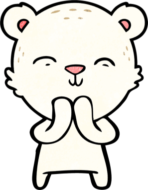 Bir insan tarafından çizilmiş mutlu kutup ayısı çizgi filmi.