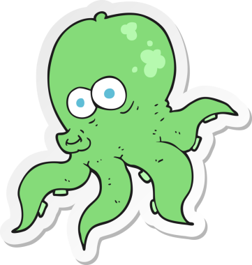 Bir insan tarafından çizilmiş ahtapotun çıkartması.