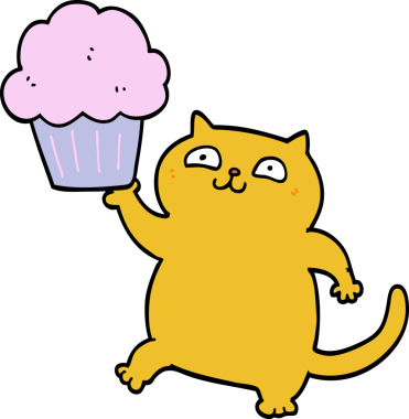 Bir insan tarafından çizilmiş kekli çizgi film kedisi.