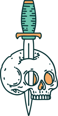 Bir insan tarafından çizilmiş bir kafatasının ikonik dövme şekli