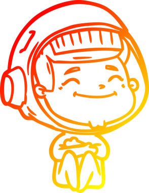 Bir insan tarafından çizilmiş mutlu bir astronotun sıcak çizgi çizimi