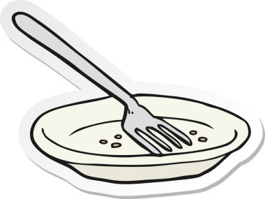 Bir insan tarafından çizilmiş boş bir tabağın etiketi.