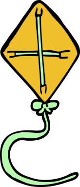 Bir insan tarafından çizilmiş el çizimi karikatür uçurtması.