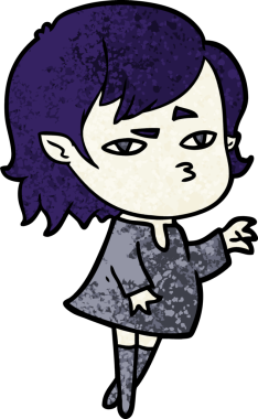 Bir insan tarafından çizilmiş vampir kız çizgi filmi.