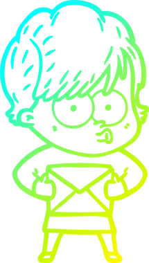 Bir insan tarafından çizilmiş bir karikatür kadın çizimi.