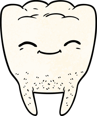 Bir insan tarafından çizilmiş çizgi film dişi.