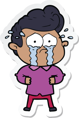 Bir insan tarafından çizilmiş kalçasında ağlayan bir adamın çıkartması.